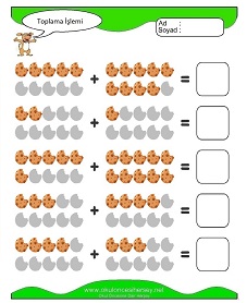 Toplama İşlemi Çalışma Sayfaları